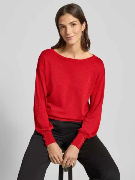 Sweter z dzianiny z ozdobnymi model ‘MOBBE’ B.young czerwony