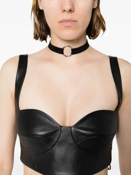 Colier Manokhi din piele de căprioară negru