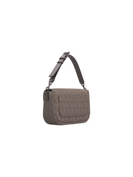Lniana torba crossbody Valentino Garavani szara