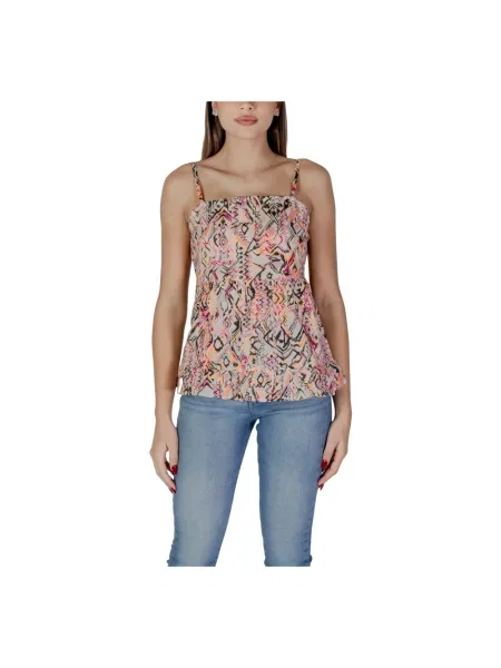 Wielobarwność top B.young w geometryczne wzory bez ramiączek czarny