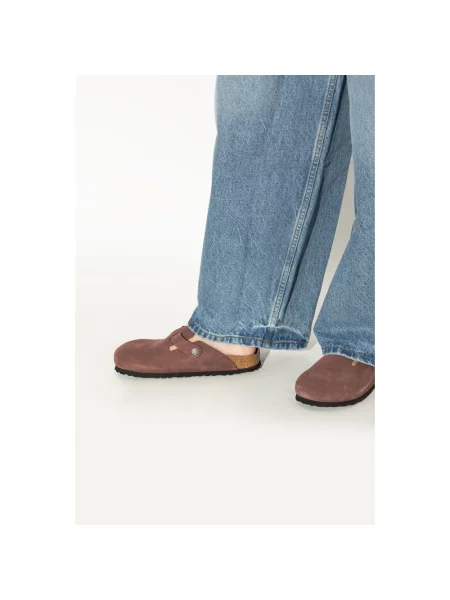 Klapki Birkenstock skórzane czerwone