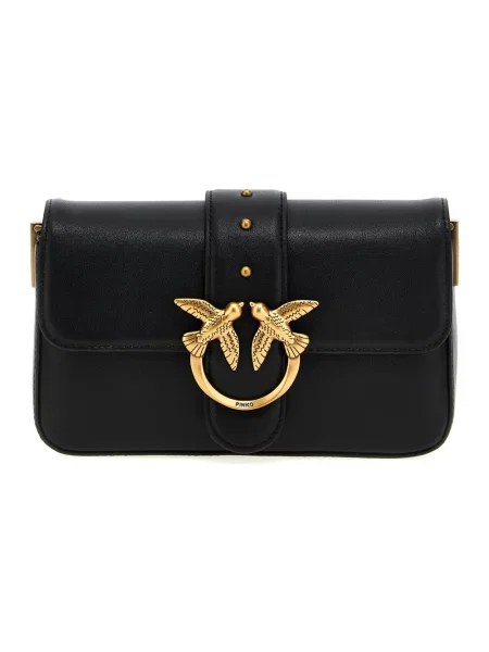Torebka crossbody Pinko skórzana pikowana czarna