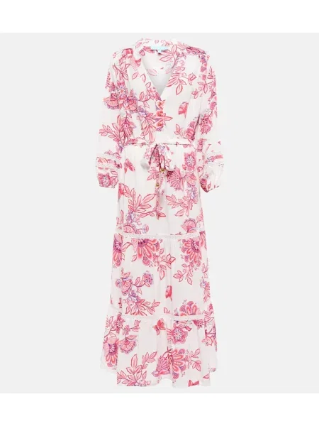 Rochie midi Melissa Odabash cu model floral până la genunchi de costum alb