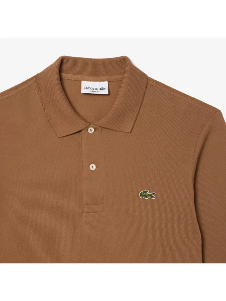 Lacoste Polo Klasyczny Krój Długi Rękaw brązowe