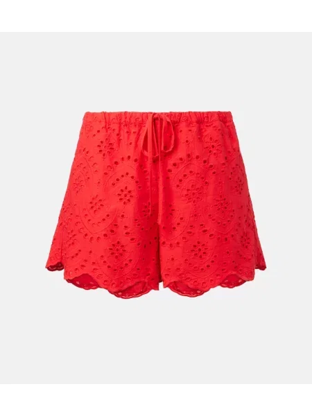Pantaloni scurți Poupette St Barth cu broderie roșu
