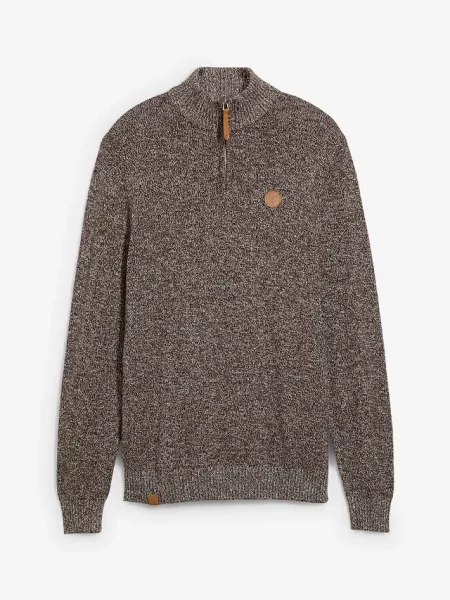 Sweter o kroju regular fit brązowy