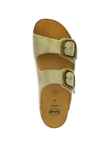 Sandale Scholl din piele de căprioară cu cataramă verde