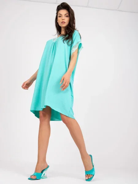 Rochie Fashionhunters cu decolteu în V de costum turcoaz