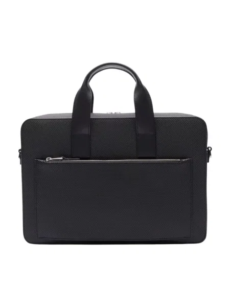 LACOSTE Kézitáska Lacoste Sac ordinateur Chantaco en Cuir Noir' fekete