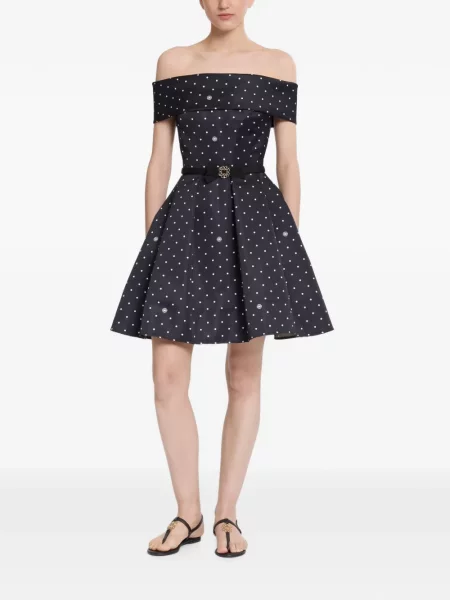 Rochie Elie Saab cu buline cu umerii deschiși albastru
