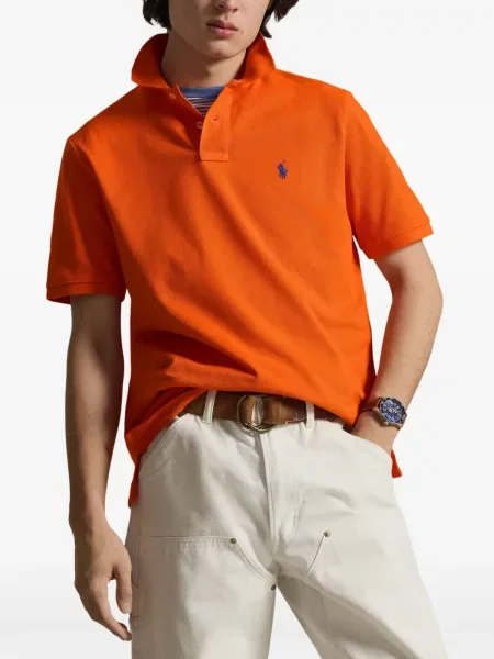 Tricou polo Polo Ralph Lauren cu glugă cu blană cu broderie roșu