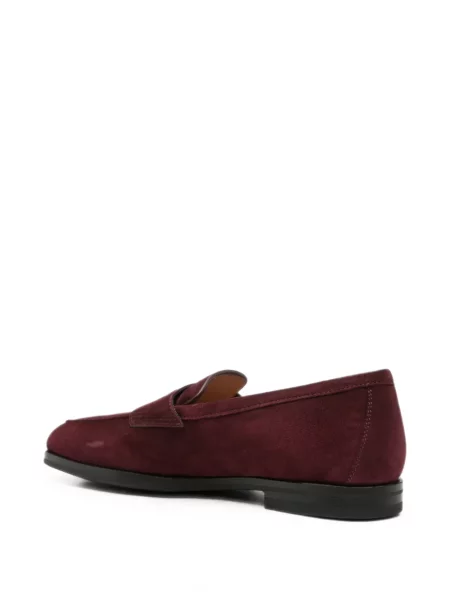 Pantofi loafer Santoni din piele de căprioară roșu