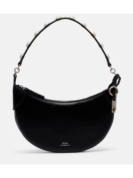 Geanta de piele Polo Ralph Lauren din piele cu tepi negru