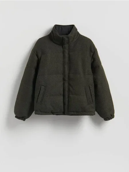 Reserved Geacă matlasată reversibilă verde-închis verde