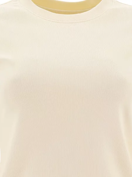 Top Sandbeige cu decolteu rotund