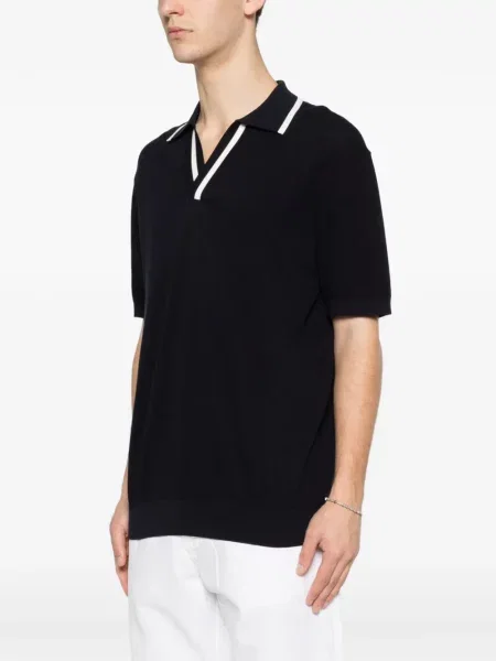 Tricou Paolo Pecora cu decolteu în V albastru