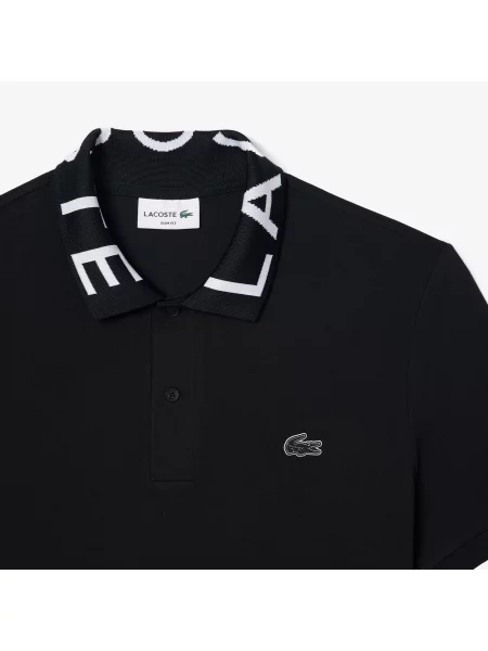 Lacoste Polo Active Slim Fit Z Nadrukiem czarny
