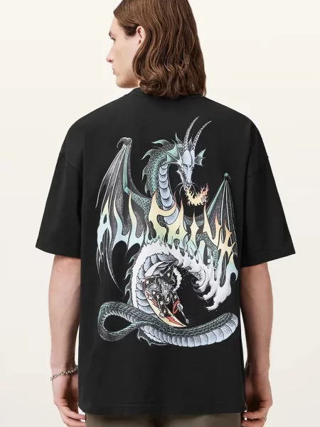 AllSaints tricou din DRAGON cu imprimeu negru