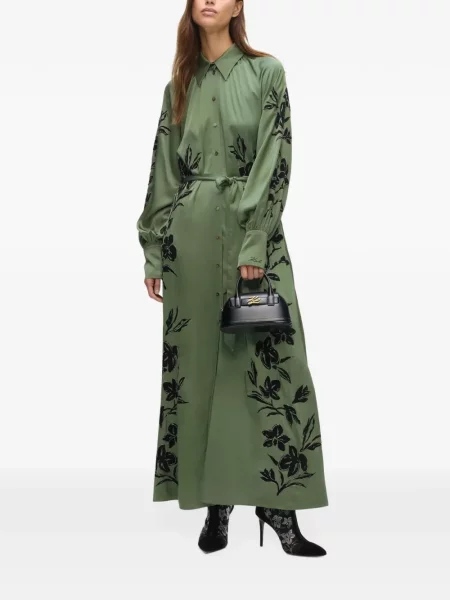 Rochie tip cămașă Karl Lagerfeld din satin verde