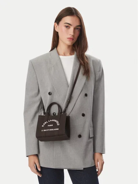 Karl Lagerfeld Ručna torbica Rue St-Guillaume tamno / prljavo bijela smeđa