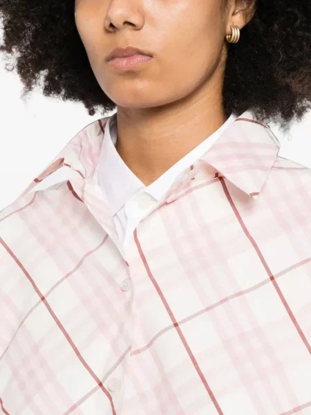 Cămașă Burberry în carouri roz