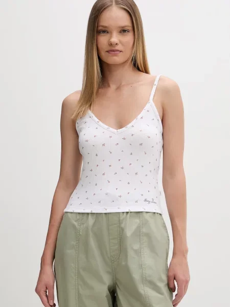 Oříznuté top Guess Jeans bílý