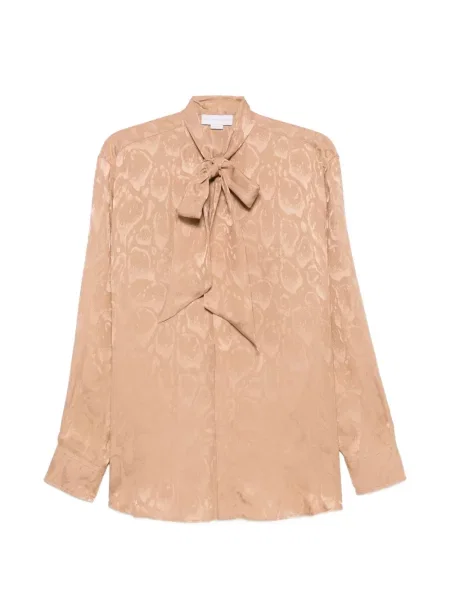 Bluză Stella Mccartney cu funde din jacard maro