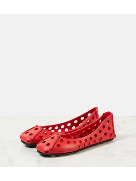 Balerini Alaïa din piele roșu