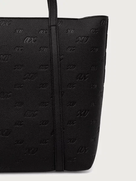 Armani Exchange torebka shopper z imitacji skóry czarna