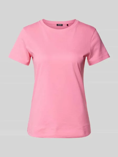 T-shirt z prążkowanym okrągłym dekoltem Joop! różowa