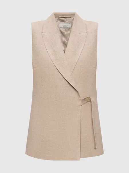 Двобортний жилет з льоном Peserico бежевий