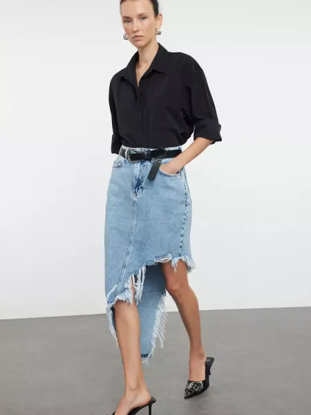 Spódnica jeansowa Trendyol szara