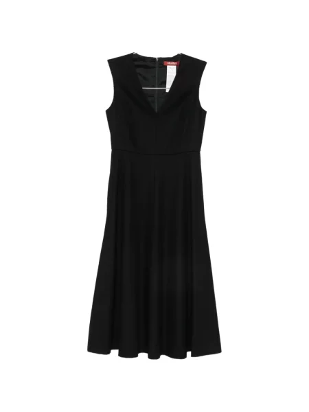 Rochie midi Max Mara fără mâneci cu decolteu în V negru
