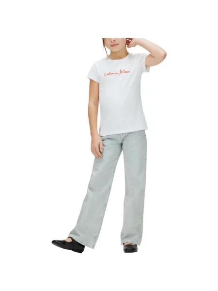 Gyerek denim ruha Calvin Klein Jeans fehér