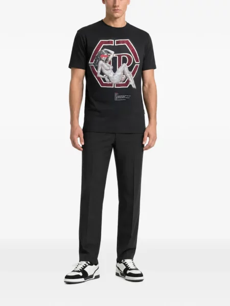 Tricou Philipp Plein cu imagine negru