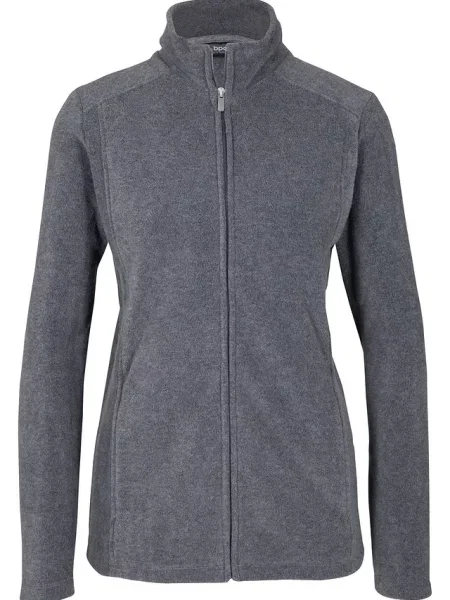 Bluza rozpinana z polaru ze stójką szara