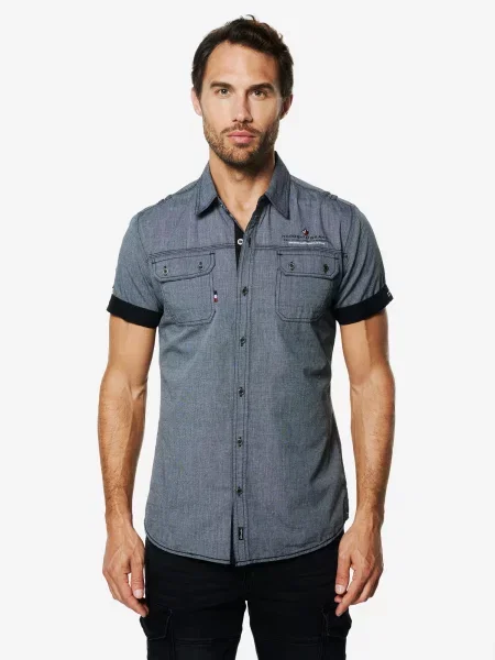 KOROSHI Cămașă gri bazalt negru