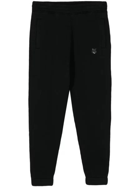 Kalhoty Maison Kitsuné s výšivkou černé