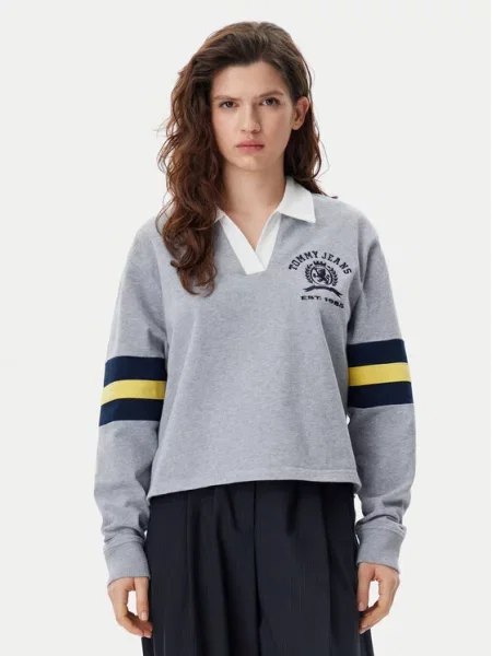 Tommy Jeans Mikina Varsity šedá