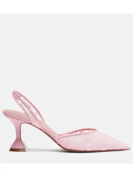 Pantofi cu toc Amina Muaddi din piele slingback roz