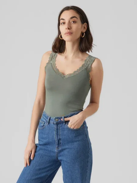 VERO MODA Top ROSA temno zelena