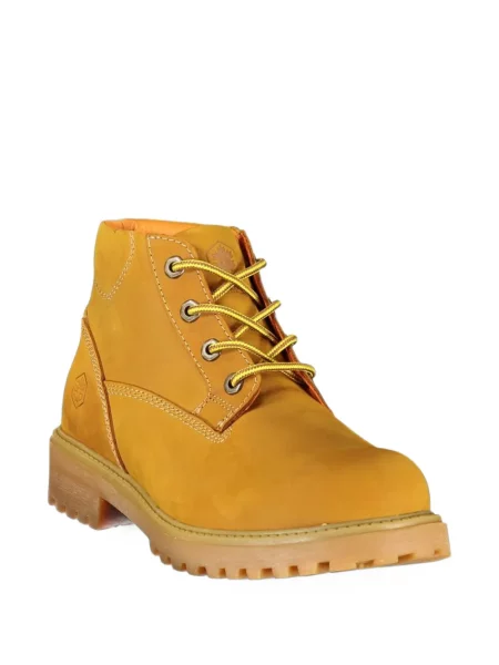 Botine Lumberjack cu șireturi din piele galben