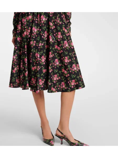 Hodvábne kvetinové midi šaty Dolce&gabbana po kolená čierna
