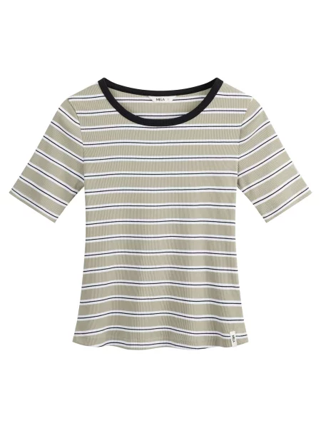 MELA Tricou Jasleen verde deschis / negru alb