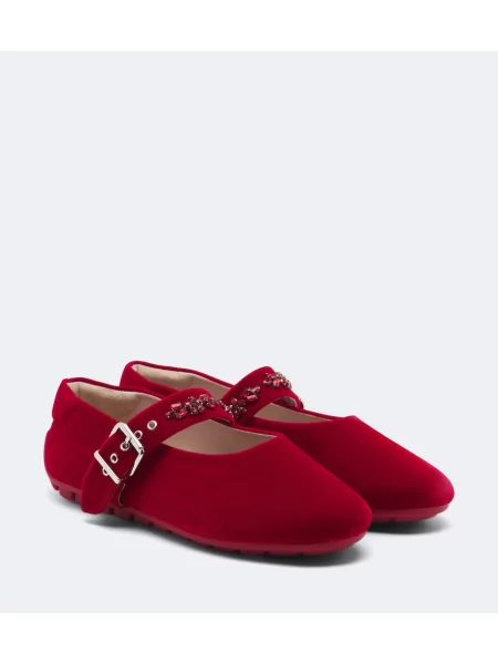 Pantofi cu toc Simone Rocha de catifea roșu