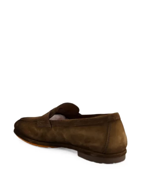 Pantofi loafer Santoni din piele de căprioară maro