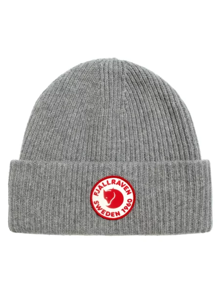 Dzianinowa czapka Fjällräven z logo szara