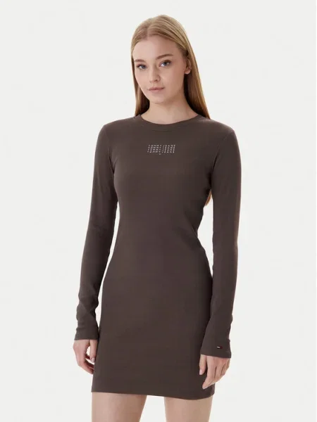 Tommy Jeans Rochie de zi Linear maro