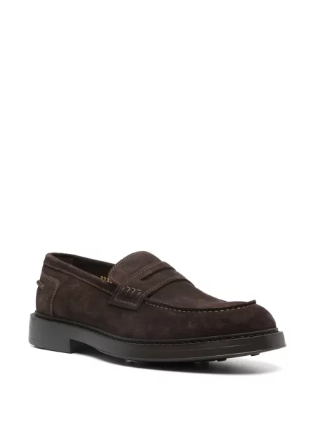 Pantofi loafer Doucal's din piele de căprioară maro