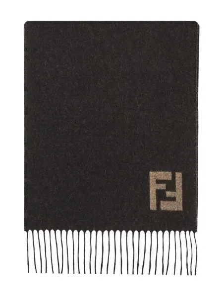 Fular Fendi cu franjuri maro